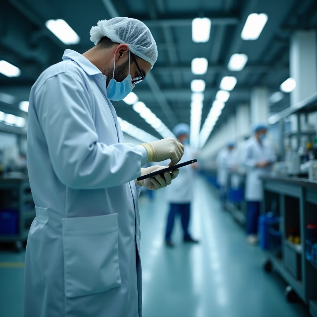 Technician looking at tablet