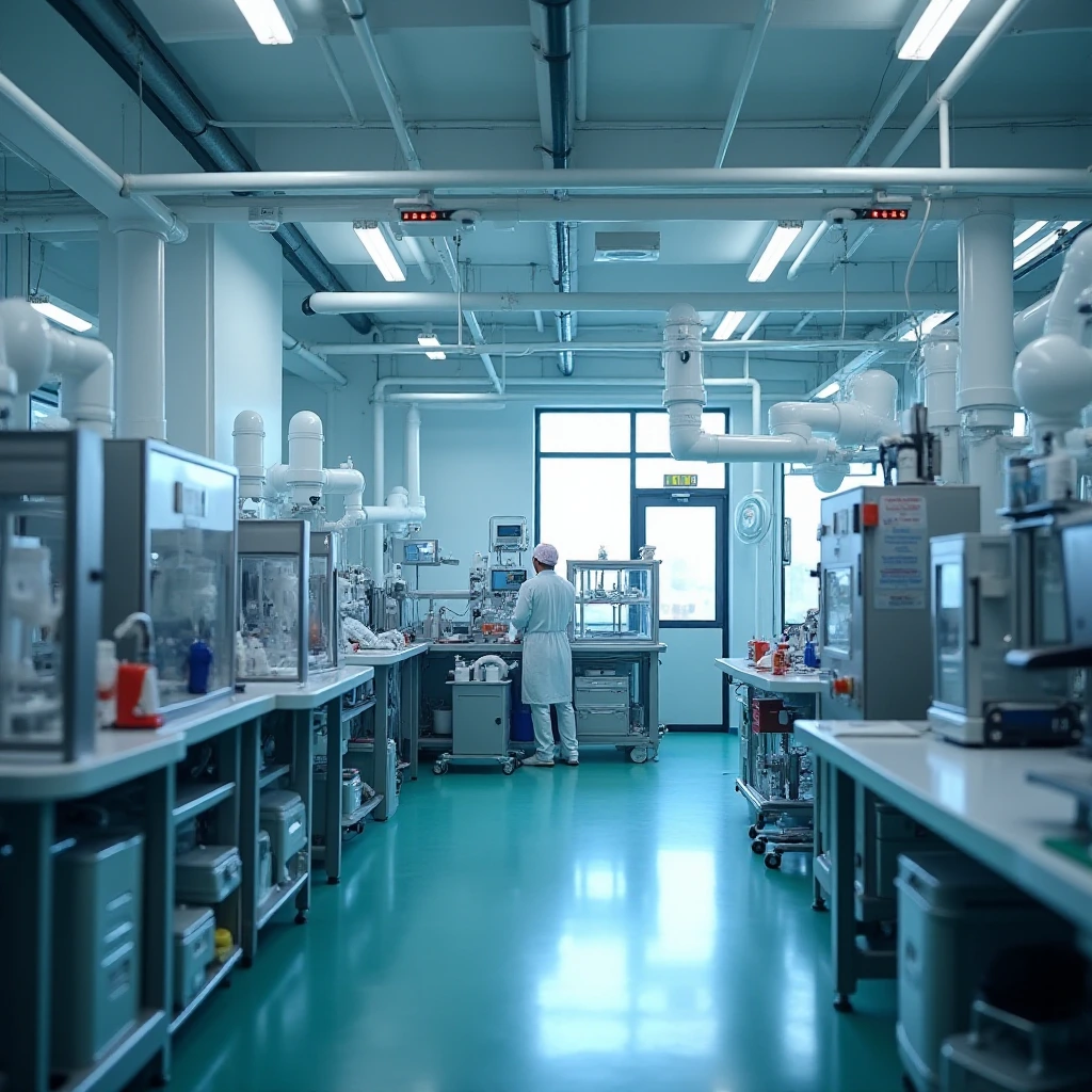 Pharmaceutical laboratory with technician
