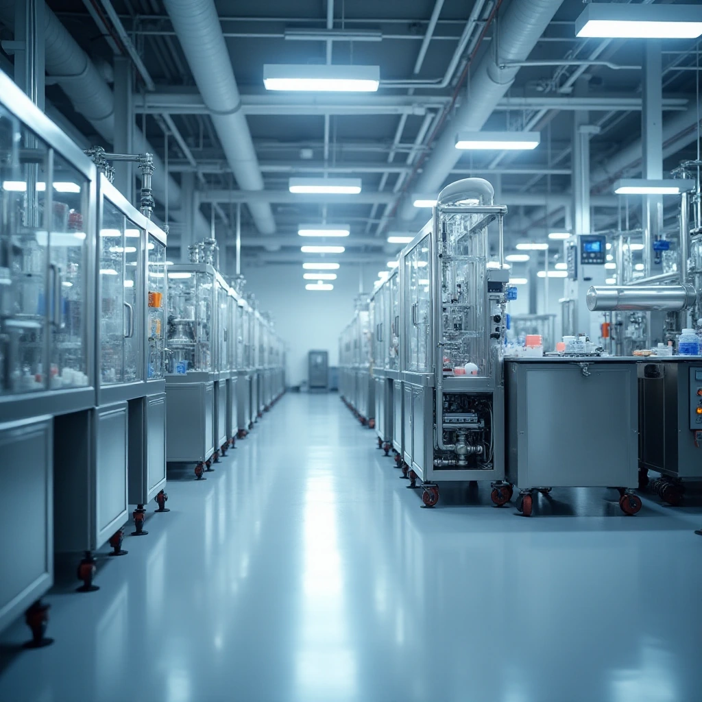 Large pharmaceutical warehouse with equipment