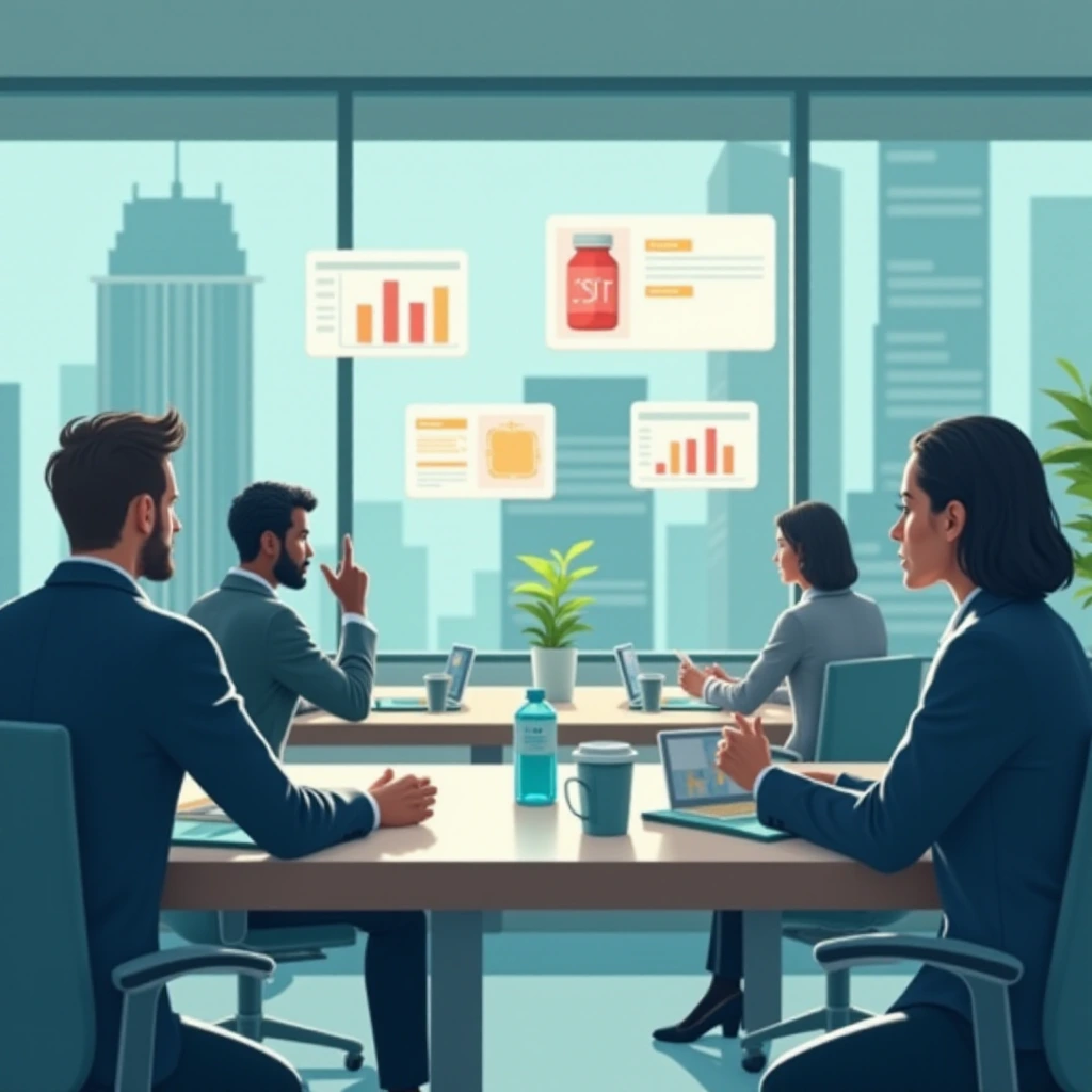 Businesspeople sharing ideas, digital art